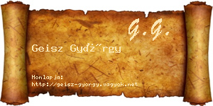 Geisz György névjegykártya