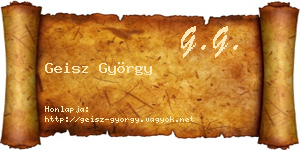 Geisz György névjegykártya